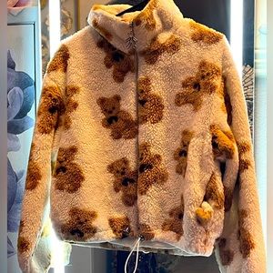 White soft bear zip up jacket